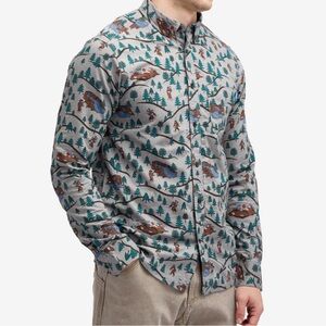 KAVU L Men's Linden Button Down Shirt in Sasquatch Trails